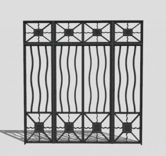 精美栏杆铁艺大门SU模型下载_sketchup草图大师SKP模型