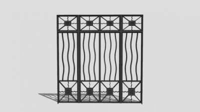 精美栏杆铁艺大门SU模型下载_sketchup草图大师SKP模型