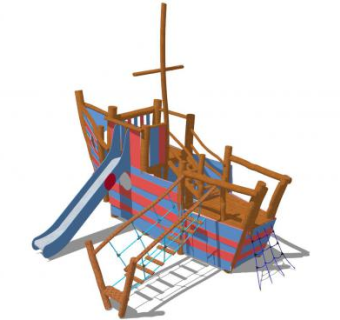 木船滑梯儿童游乐设施SU模型下载_sketchup草图大师SKP模型