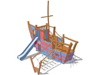 木船滑梯儿童游乐设施SU模型下载_sketchup草图大师SKP模型