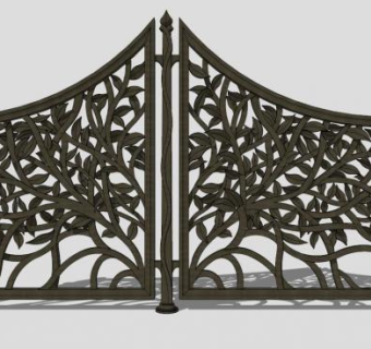 庭院植物铁艺大门SU模型下载_sketchup草图大师SKP模型