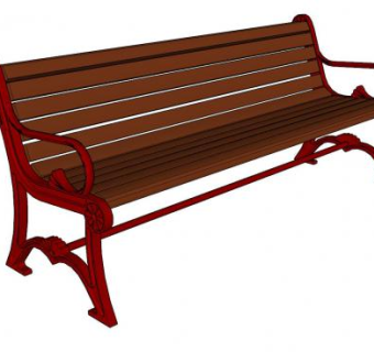 公园户外长椅长凳SU模型下载_sketchup草图大师SKP模型