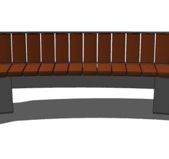 户外防腐木长椅长凳SU模型下载_sketchup草图大师SKP模型