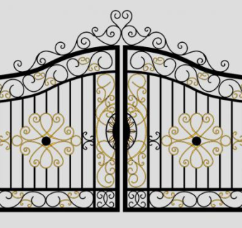 花园庭院铁艺大门SU模型下载_sketchup草图大师SKP模型