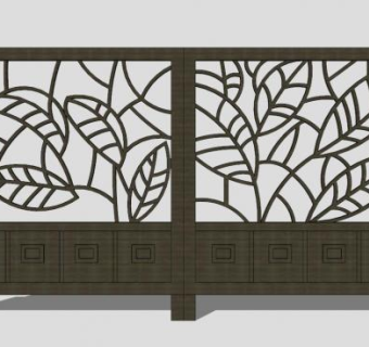 别墅入口铁艺大门SU模型下载_sketchup草图大师SKP模型