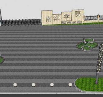 现代街道景观SU模型下载_sketchup草图大师SKP模型