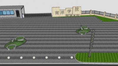 现代街道景观SU模型下载_sketchup草图大师SKP模型