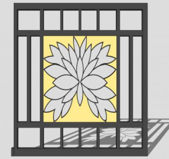 植物花纹铁艺栏杆大门SU模型下载_sketchup草图大师SKP模型
