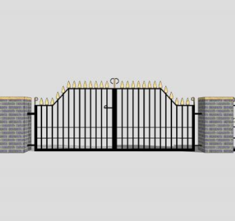 护栏围栏铁艺大门SU模型下载_sketchup草图大师SKP模型