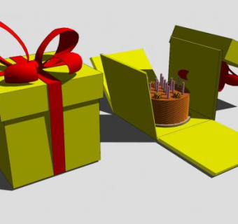 礼品盒和生日蛋糕SU模型下载_sketchup草图大师SKP模型