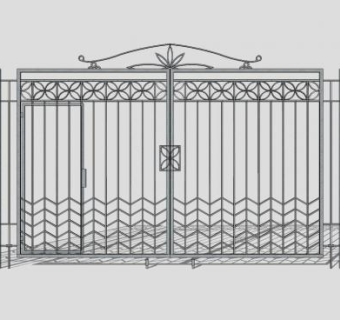 小区精美栏杆铁艺门SU模型下载_sketchup草图大师SKP模型