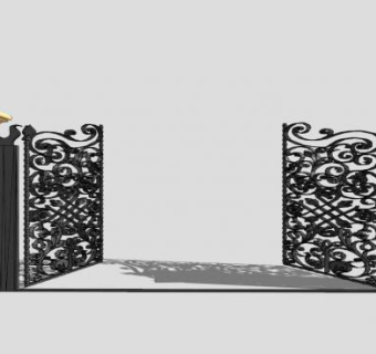 巴洛克风格铁艺大门SU模型下载_sketchup草图大师SKP模型