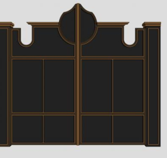 欧式黑色实体铁门SU模型下载_sketchup草图大师SKP模型