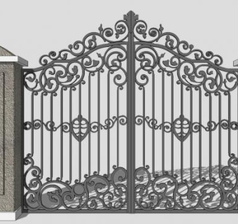 现代巴洛克风格铁艺大门SU模型下载_sketchup草图大师SKP模型