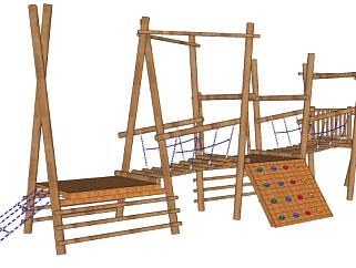 木质儿童攀爬游乐设施SU模型下载_sketchup草图大师SKP模型