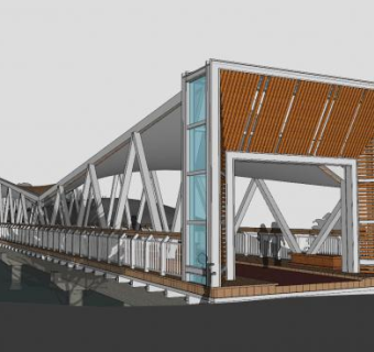异形景观桥SU模型下载_sketchup草图大师SKP模型
