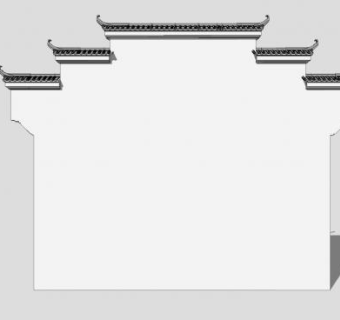 马头墙建筑SU模型下载_sketchup草图大师SKP模型