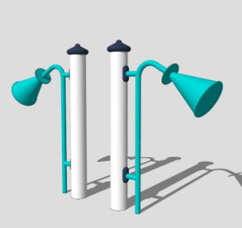 户外青色健身设施SU模型下载_sketchup草图大师SKP模型