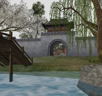 中式古代游戏场景SU模型下载_sketchup草图大师SKP模型