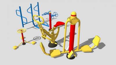 小区户外健身器材SU模型下载_sketchup草图大师SKP模型