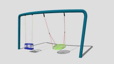 户外健身器材架式双位儿童秋千SU模型下载_sketchup草图大师SKP模型