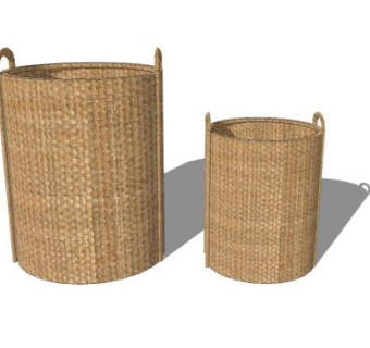 背篓竹筐SU模型下载_sketchup草图大师SKP模型