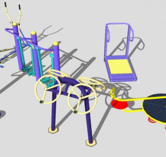 小区户外健身设施SU模型下载_sketchup草图大师SKP模型