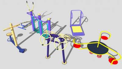 小区户外健身设施SU模型下载_sketchup草图大师SKP模型