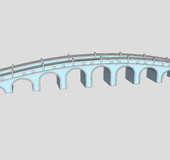 现代多孔拱桥SU模型下载_sketchup草图大师SKP模型