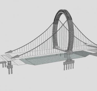 现代门形桥梁SU模型下载_sketchup草图大师SKP模型