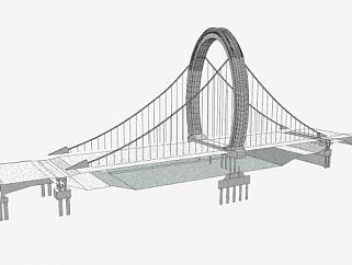 现代门形桥梁SU模型下载_sketchup草图大师SKP模型