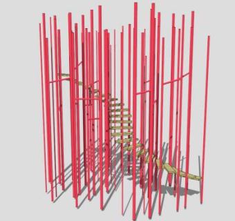 户外健身器材木质楼梯SU模型下载_sketchup草图大师SKP模型