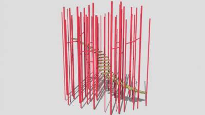 户外健身器材木质楼梯SU模型下载_sketchup草图大师SKP模型