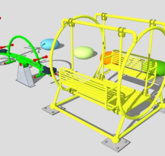 彩色户外健身器材SU模型下载_sketchup草图大师SKP模型
