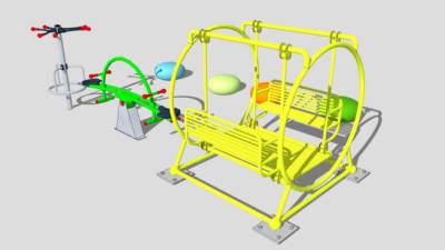彩色户外健身器材SU模型下载_sketchup草图大师SKP模型