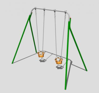 绿色架式双位儿童秋千SU模型下载_sketchup草图大师SKP模型