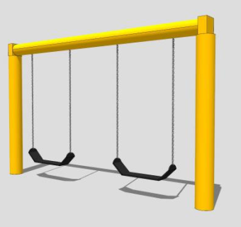 黄色架式双位秋千SU模型下载_sketchup草图大师SKP模型