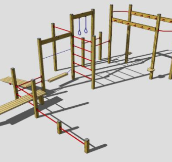 小区户外多款木质健身设施SU模型下载_sketchup草图大师SKP模型