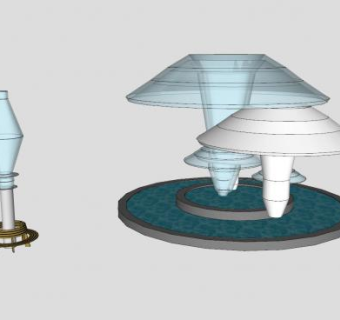 蘑菇喷泉景观路灯座椅SU模型下载_sketchup草图大师SKP模型