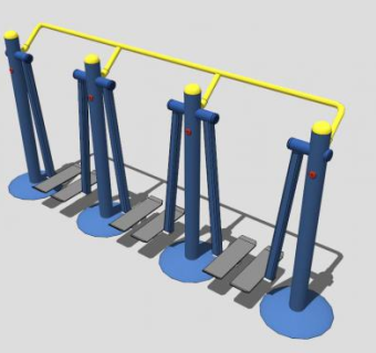 三位柱式漫步机SU模型下载_sketchup草图大师SKP模型