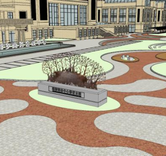 商业街公园景观SU模型下载_sketchup草图大师SKP模型
