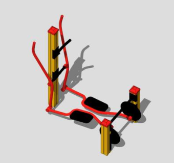 健身设施红色椭圆机SU模型下载_sketchup草图大师SKP模型