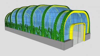 创意植物玻璃阳光房SU模型下载_sketchup草图大师SKP模型