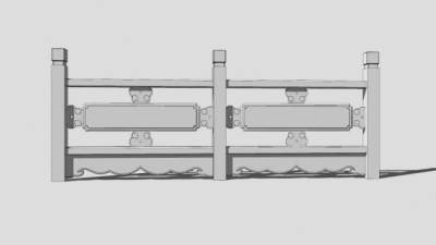 中式石头栏杆SU模型下载_sketchup草图大师SKP模型