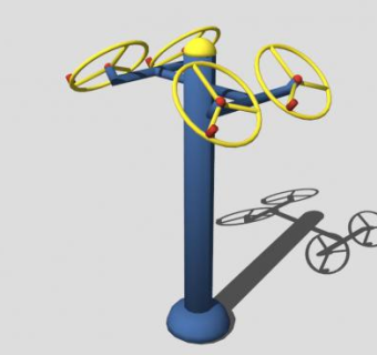 户外健身器材双位肩轴活动器SU模型下载_sketchup草图大师SKP模型