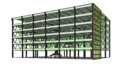 现代立体停车库停车场SU模型下载_sketchup草图大师SKP模型