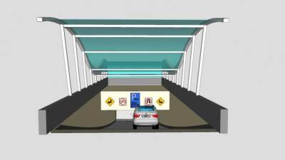 地下停车场入口收费停车场SU模型下载_sketchup草图大师SKP模型
