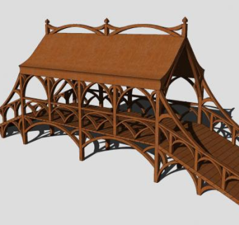 木结构廊桥SU模型下载_sketchup草图大师SKP模型