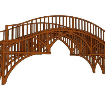木质拱形桥木桥SU模型下载_sketchup草图大师SKP模型