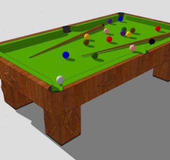 木质台球桌球杆SU模型下载_sketchup草图大师SKP模型